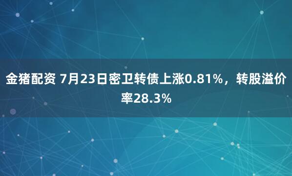 金猪配资 7月23日密卫转债上涨0.81%，转股溢价率28.3%